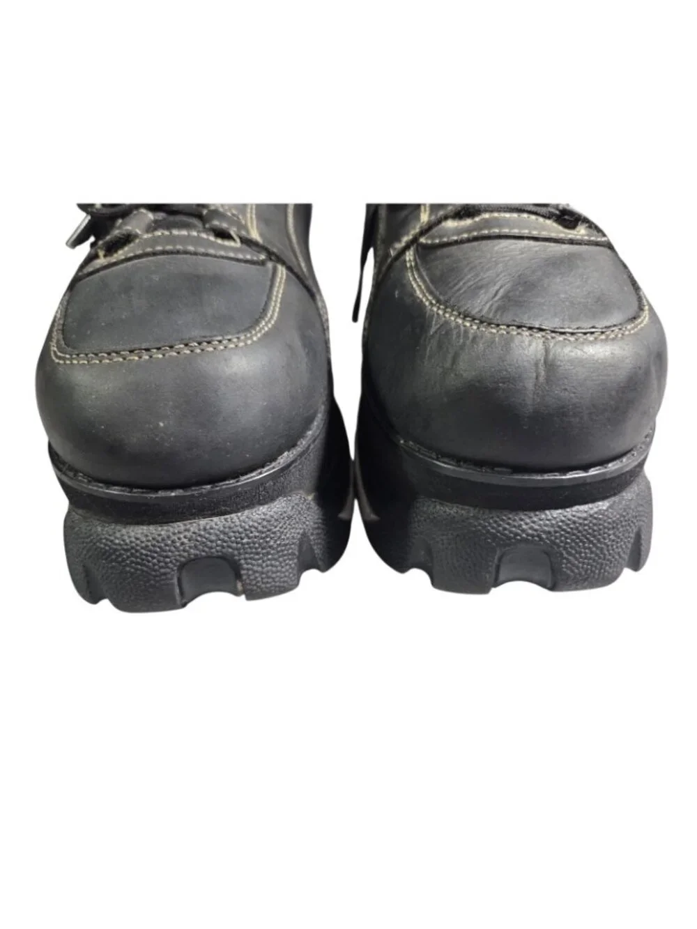 VTG Y2K 90s Mens Skechers Mega Platform Black White Chunky Leather Shoes US 11